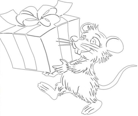 Крыса несет подарок шаблон для вырезания